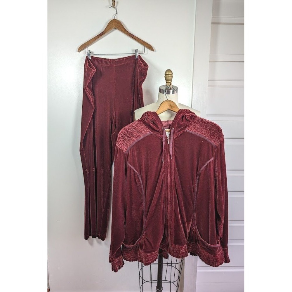 Vintage 90s Coldwater Creek Velour Track Suit‎ Size 3X Hoodie Jogger Lounge Cozy